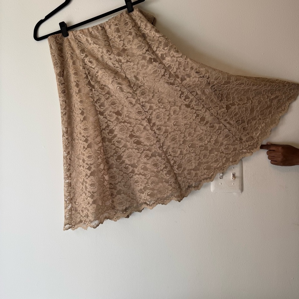 Vintage Laura Ashley Elegant Lace Tan Skirt Girly, Feminine Cottage core 0022 - Picture 14 of 14